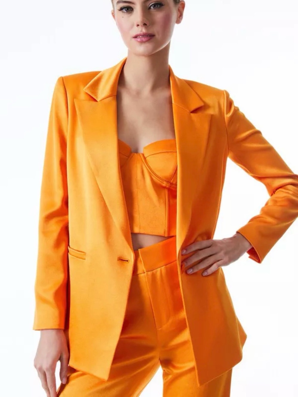 Alice + Olivia Orange Single-Button Blazer | Size 2 - Picture 12 of 14